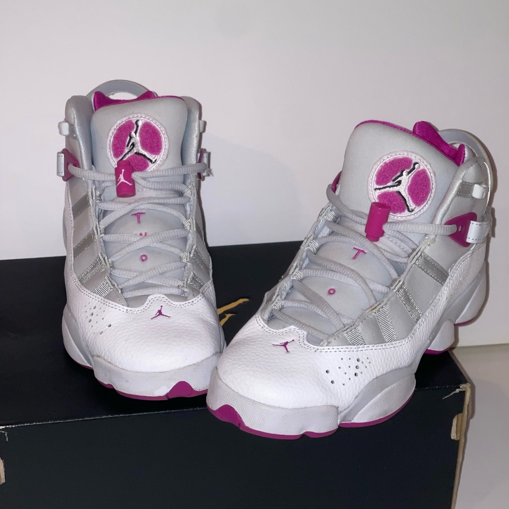 Jordan 6 Rings GG Pure Platinum and Fuchsia